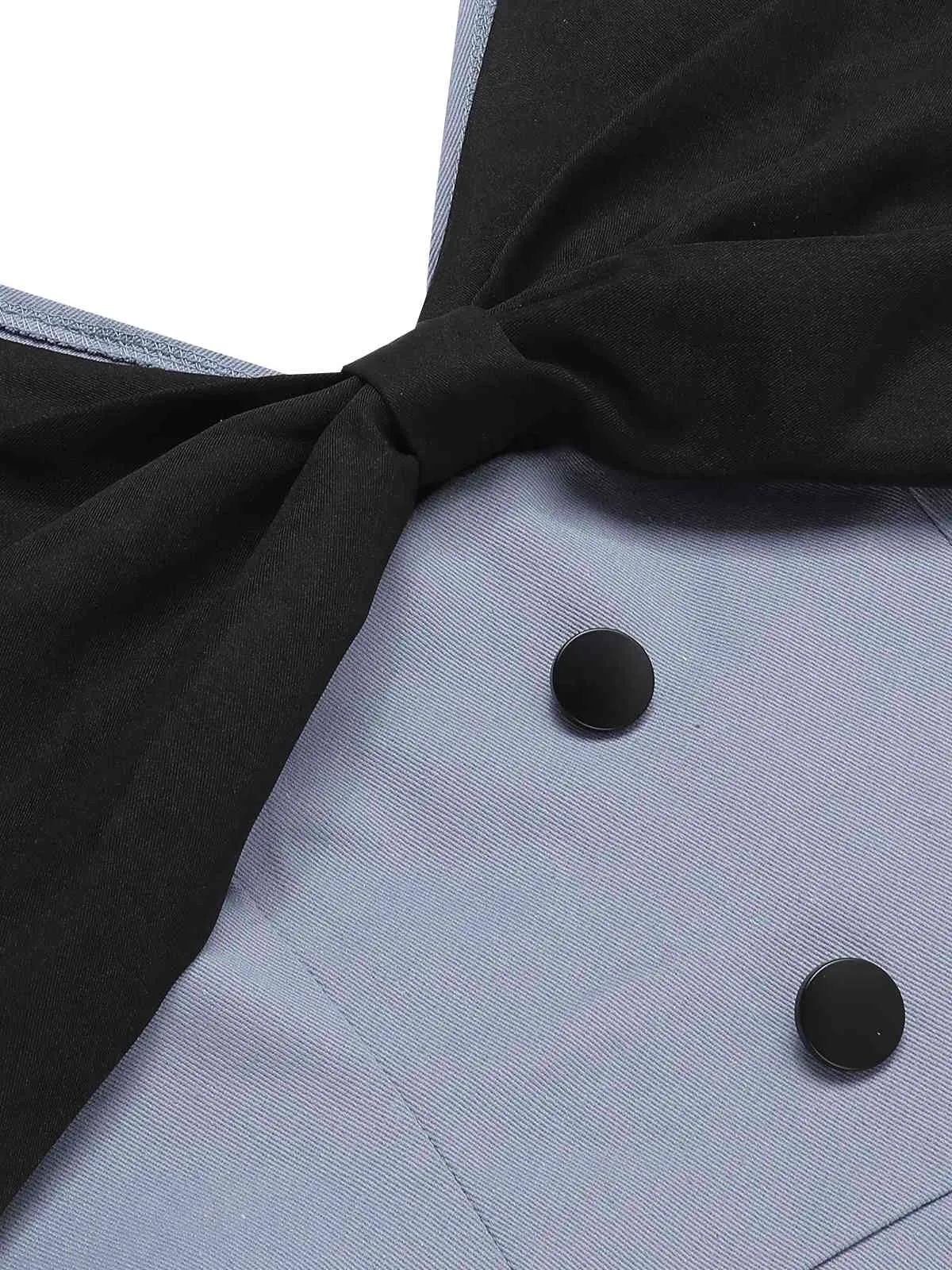 Blue 1950s Big Bowknot Patchwork Romper sold by Retro Stage product image thumbnail 4