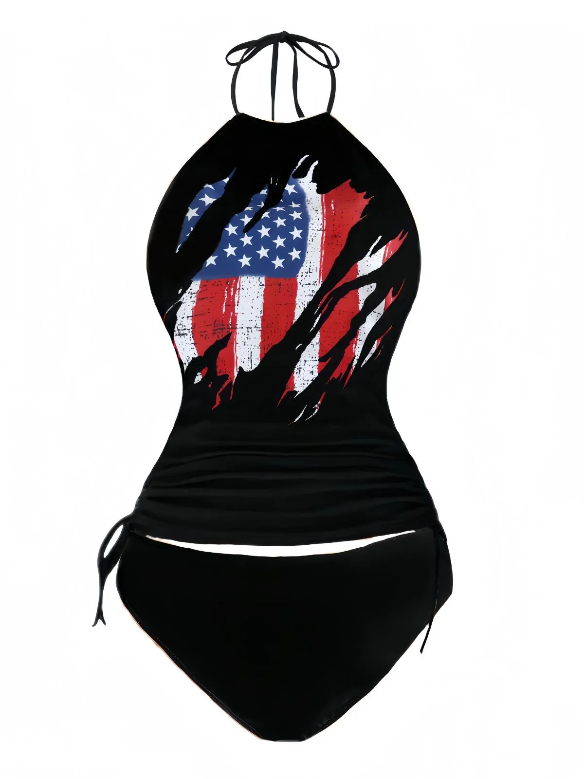 Black 1980s Punk Halter Skeleton Beach Print Bikini Set sold by Retro Stage product image thumbnail 5