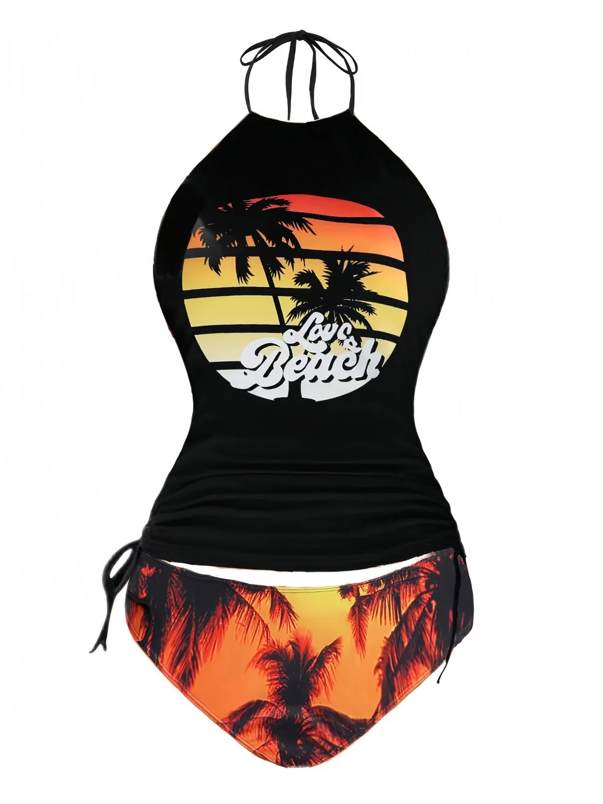 Black 1980s Punk Halter Skeleton Beach Print Bikini Set sold by Retro Stage product image thumbnail 4