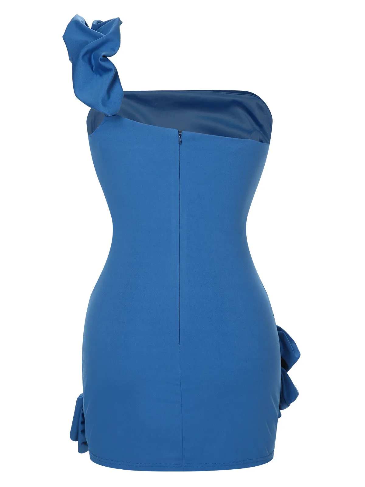1980s Solid One-Shoulder 3D Flower Mini Dress sold by Retro Stage product image thumbnail 3
