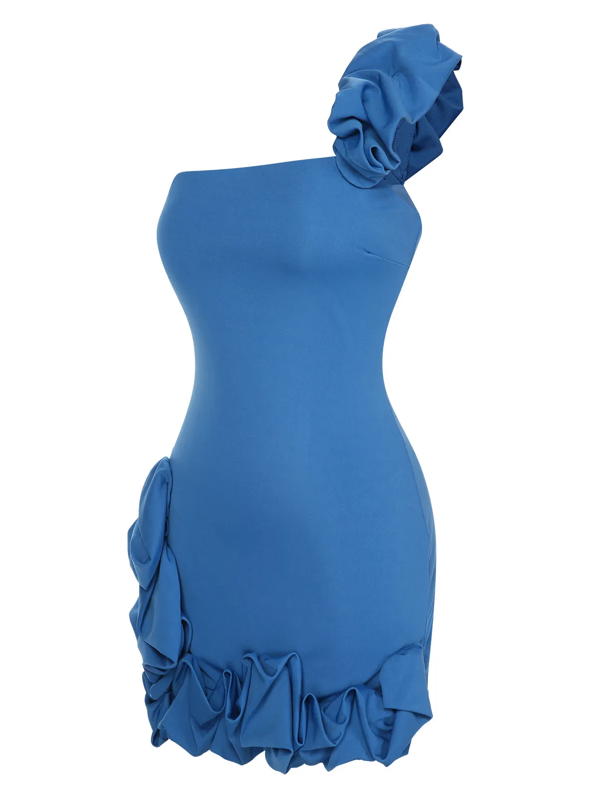 1980s Solid One-Shoulder 3D Flower Mini Dress sold by Retro Stage product image thumbnail 2