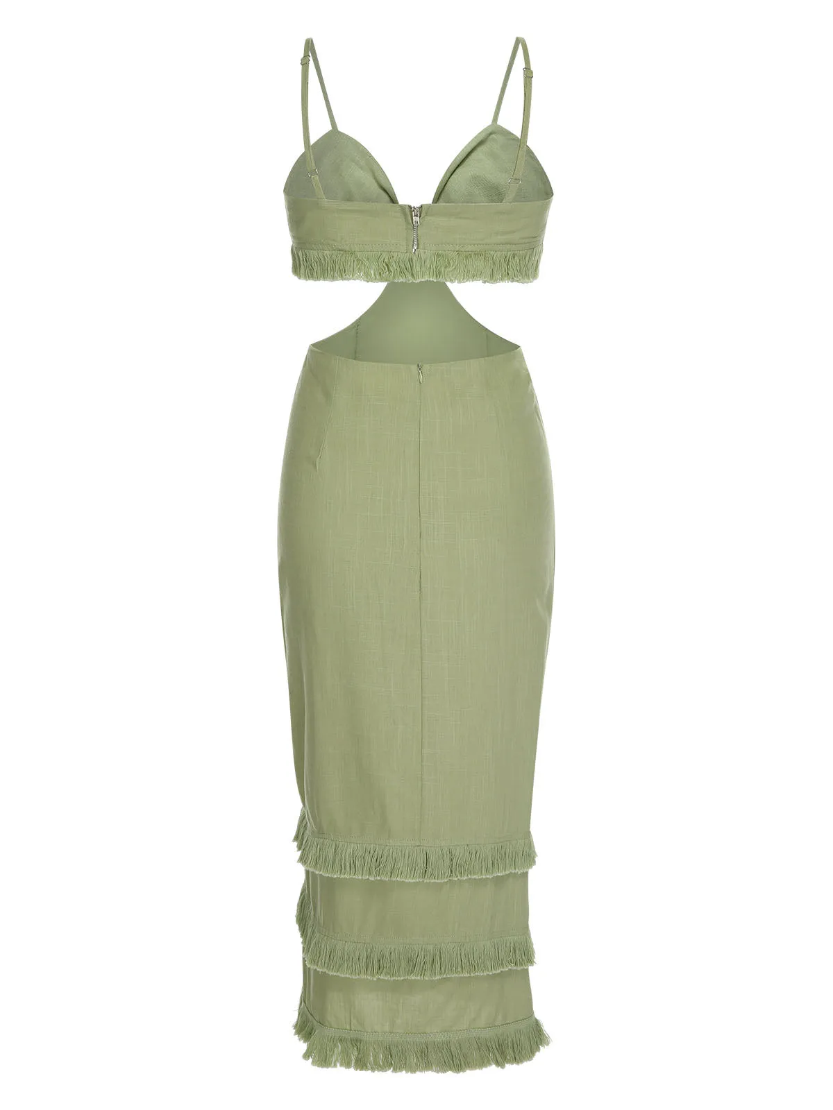 Green 1960s Solid Tassel Hem Suspender Dress sold by Retro Stage product image thumbnail 2