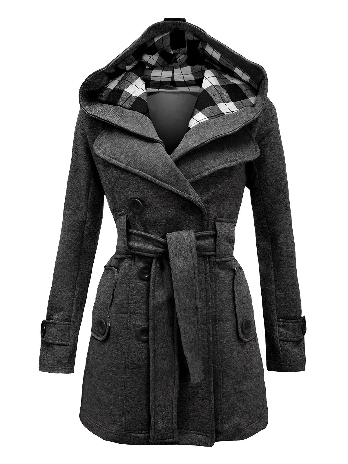1950s Plaids Hooded Belted Coat sold by Retro Stage product image thumbnail 3