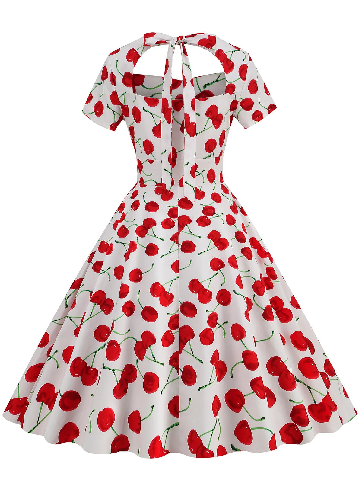 1950s Cherry Sweetheart Short Sleeve Lace Up Dress sold by Retro Stage product image thumbnail 3