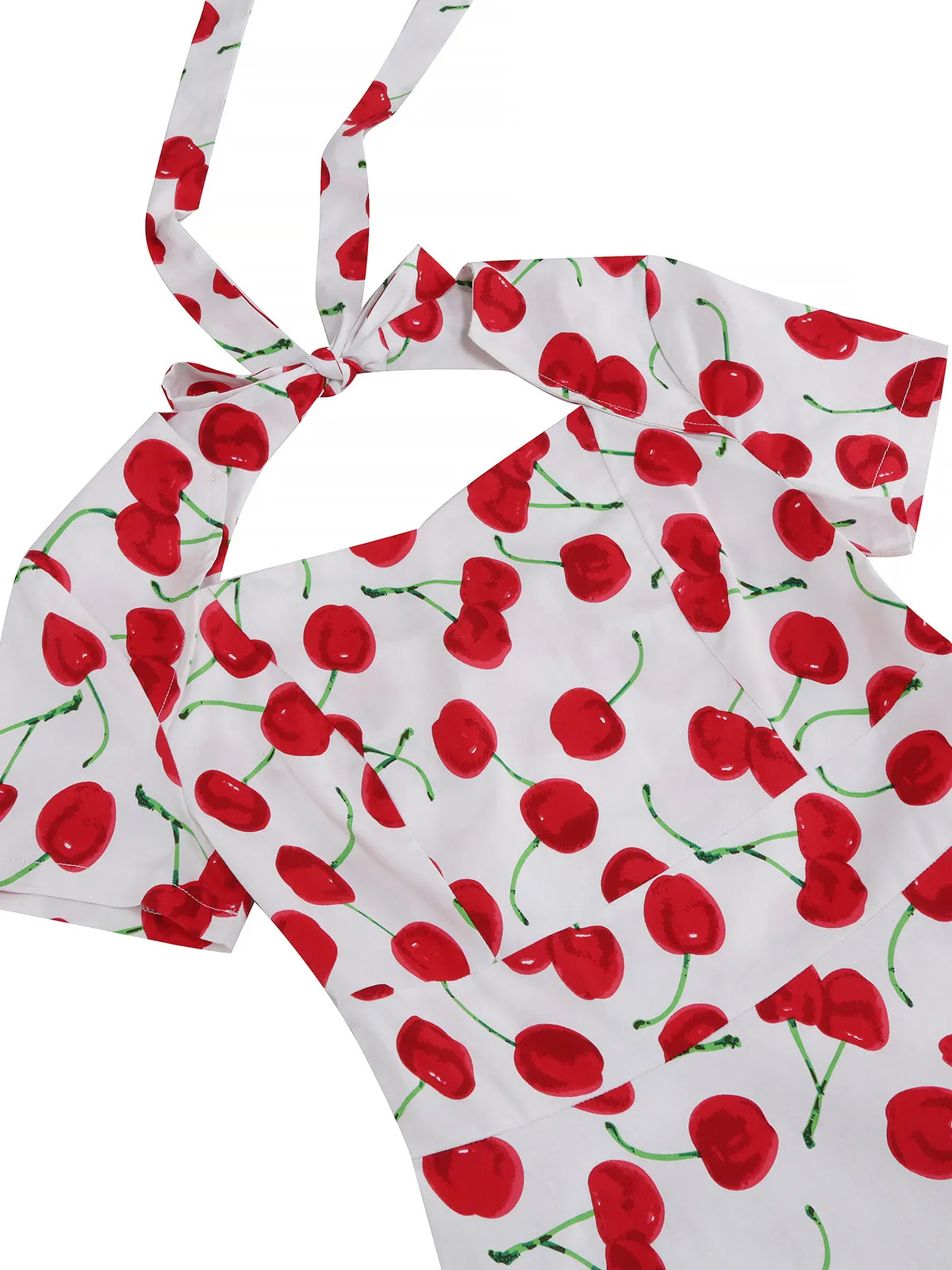 1950s Cherry Sweetheart Short Sleeve Lace Up Dress sold by Retro Stage product image thumbnail 4