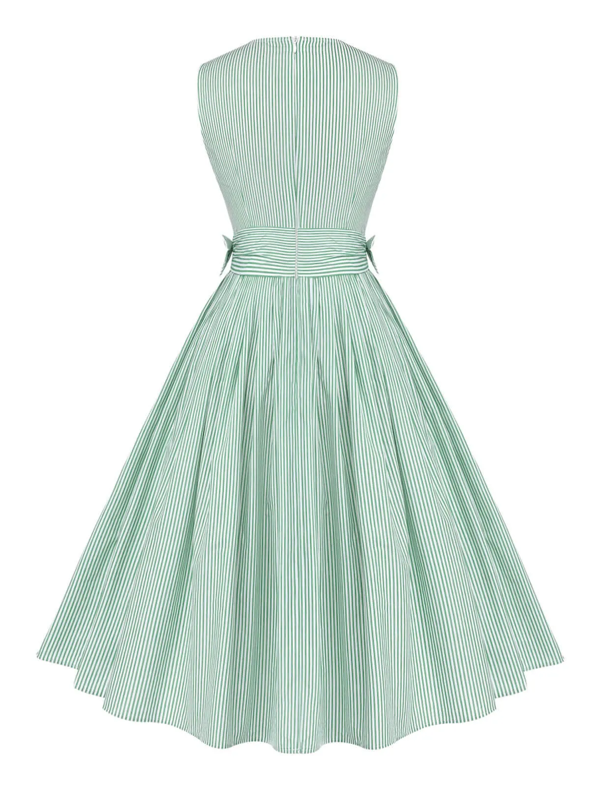 Mint Green 1950s Striped V-Neck Dress sold by Retro Stage product image thumbnail 5