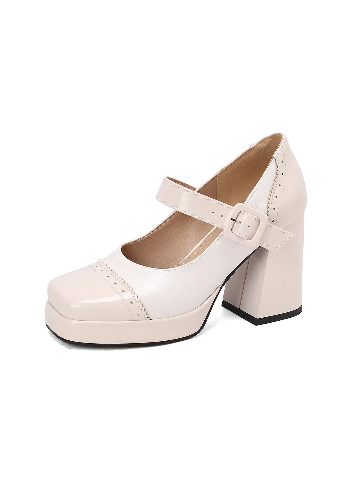 Patent Leather Block Heel Square Toe High Heels sold by Retro Stage product image thumbnail 5