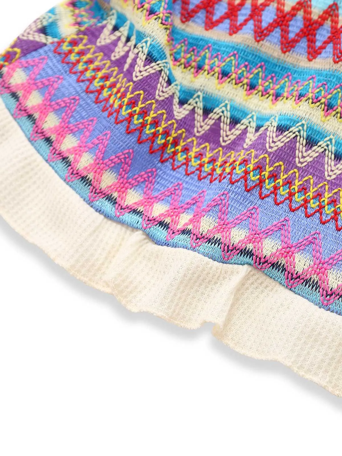 Multicolor 1960s Bohemian Drawstring Knit Straps Dress sold by Retro Stage product image thumbnail 5