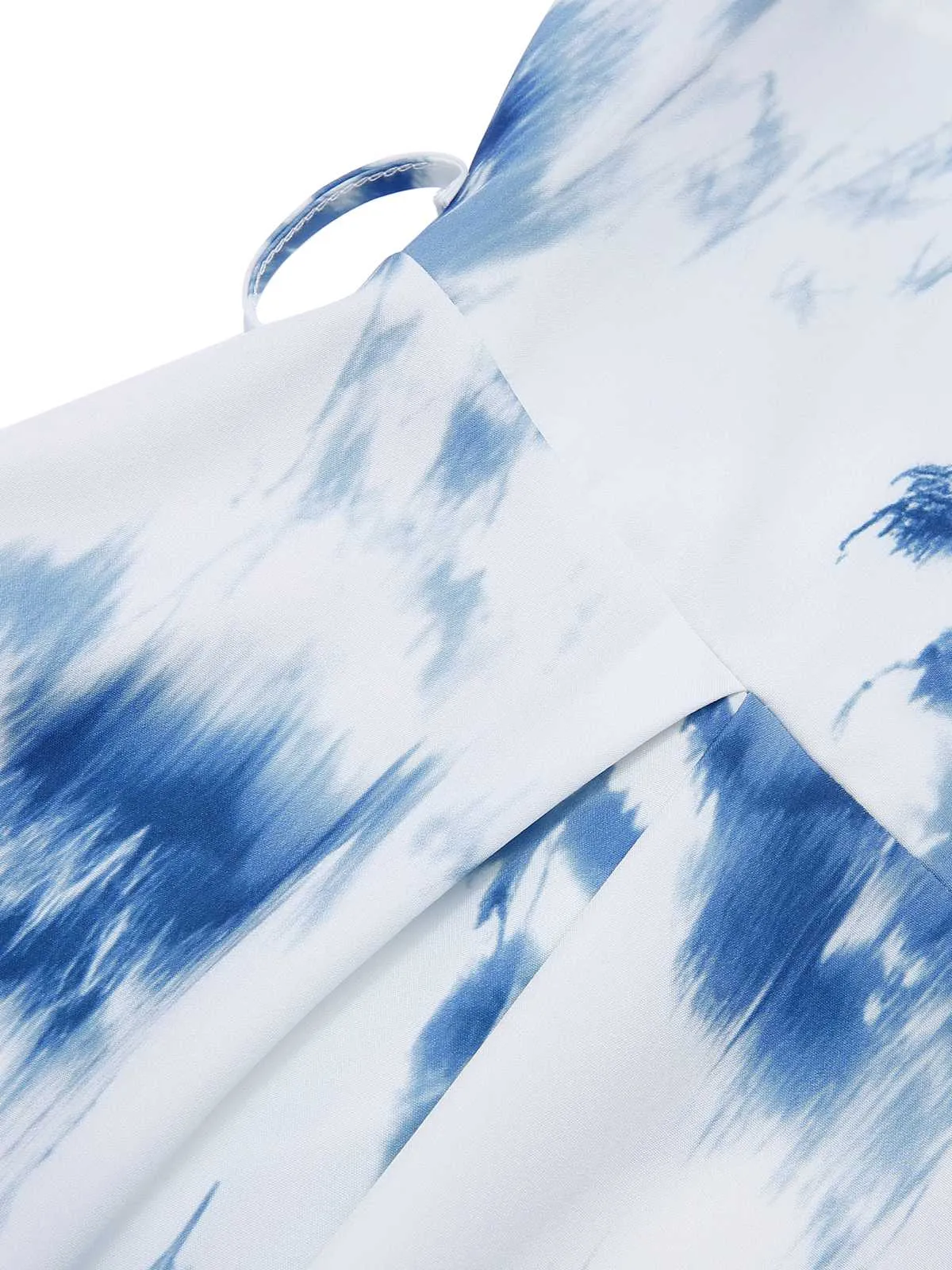 Light Blue 1950s Tie Dye Puff V-Neck Swing Dress sold by Retro Stage product image thumbnail 3