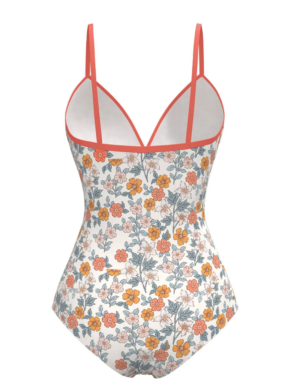 Orange 1960s Daisy Lace-Up One-Piece Swimsuit sold by Retro Stage product image thumbnail 3