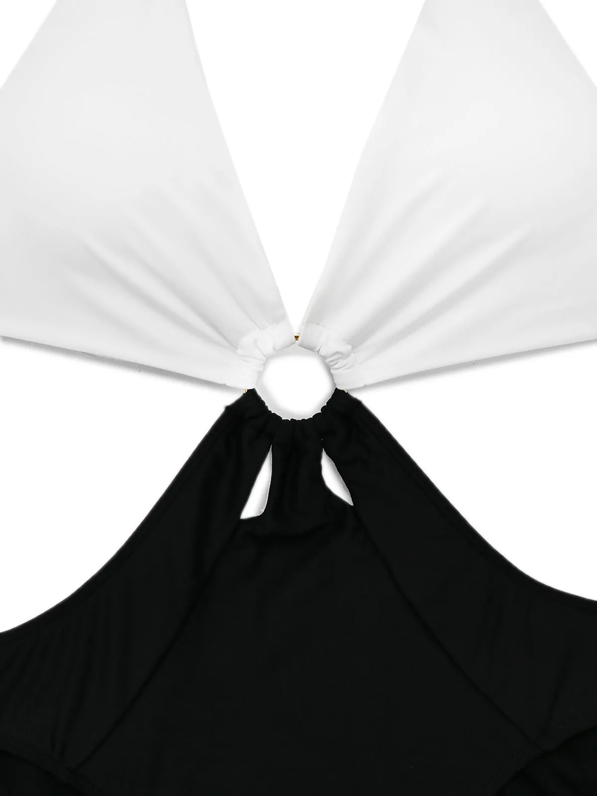 White 1960s Halter Deep V-Neck One-Piece Swimsuit sold by Retro Stage product image thumbnail 4