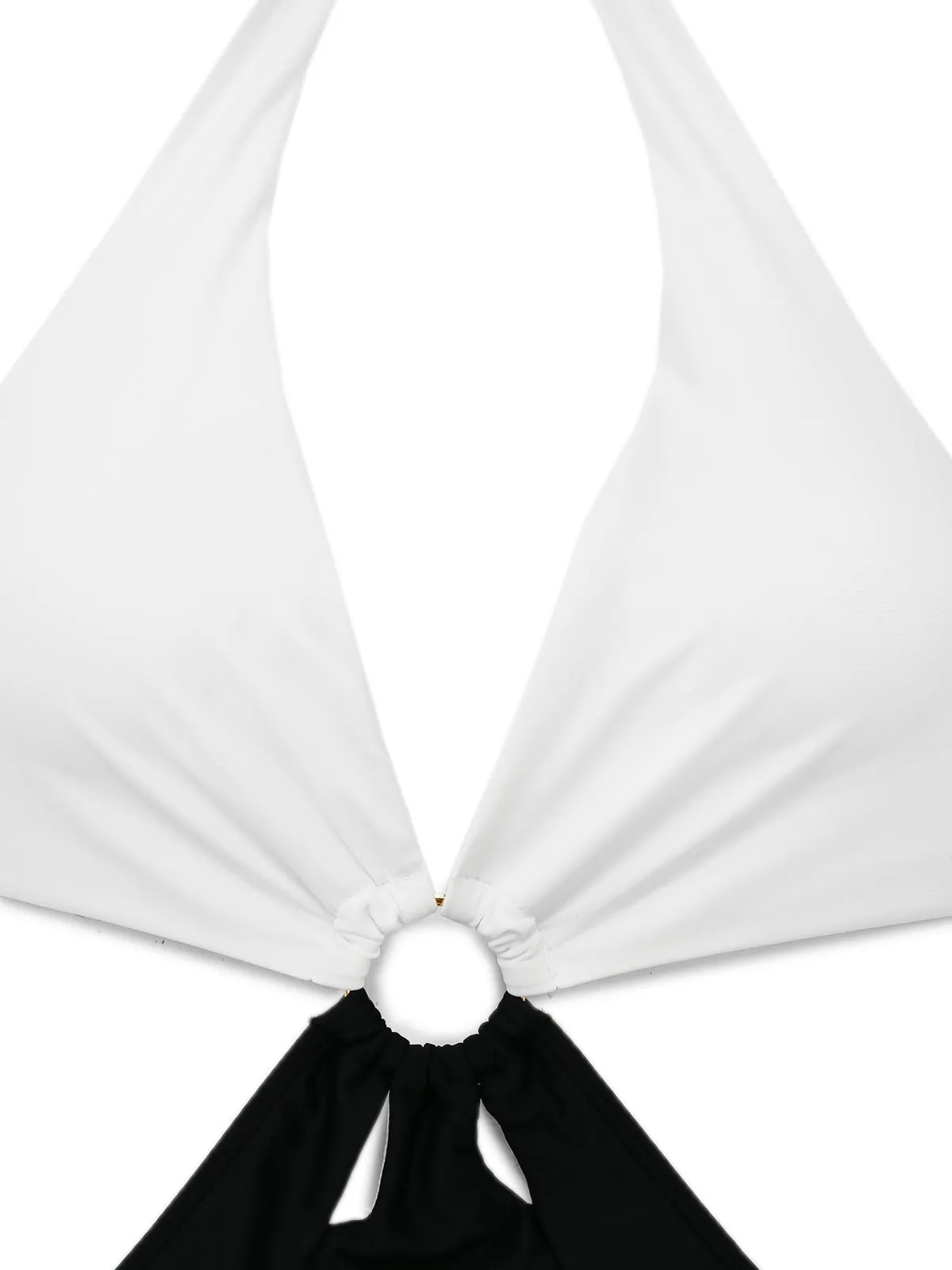 White 1960s Halter Deep V-Neck One-Piece Swimsuit sold by Retro Stage product image thumbnail 5