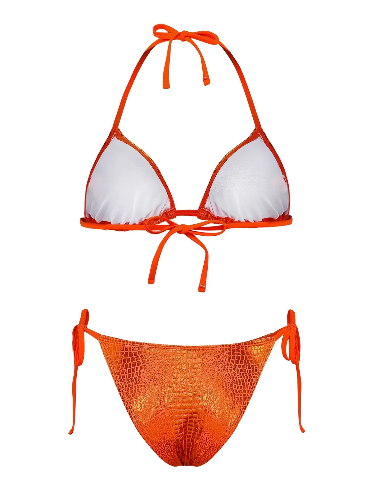 Orange 1960s Gilded Snakeskin Halter Bikini Set sold by Retro Stage product image thumbnail 2