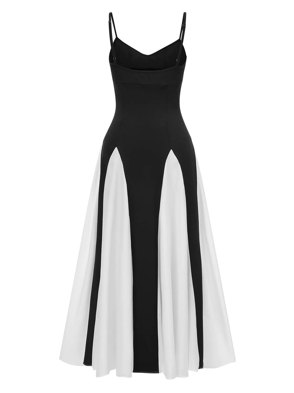 Black & White 1930s Solid Patchwork Maxi Dress sold by Retro Stage product image thumbnail 2