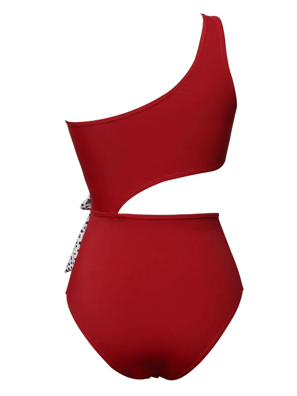 1940s Solid Waist Hollow Dots Bow Patchwork Swimsuit sold by Retro Stage product image thumbnail 4