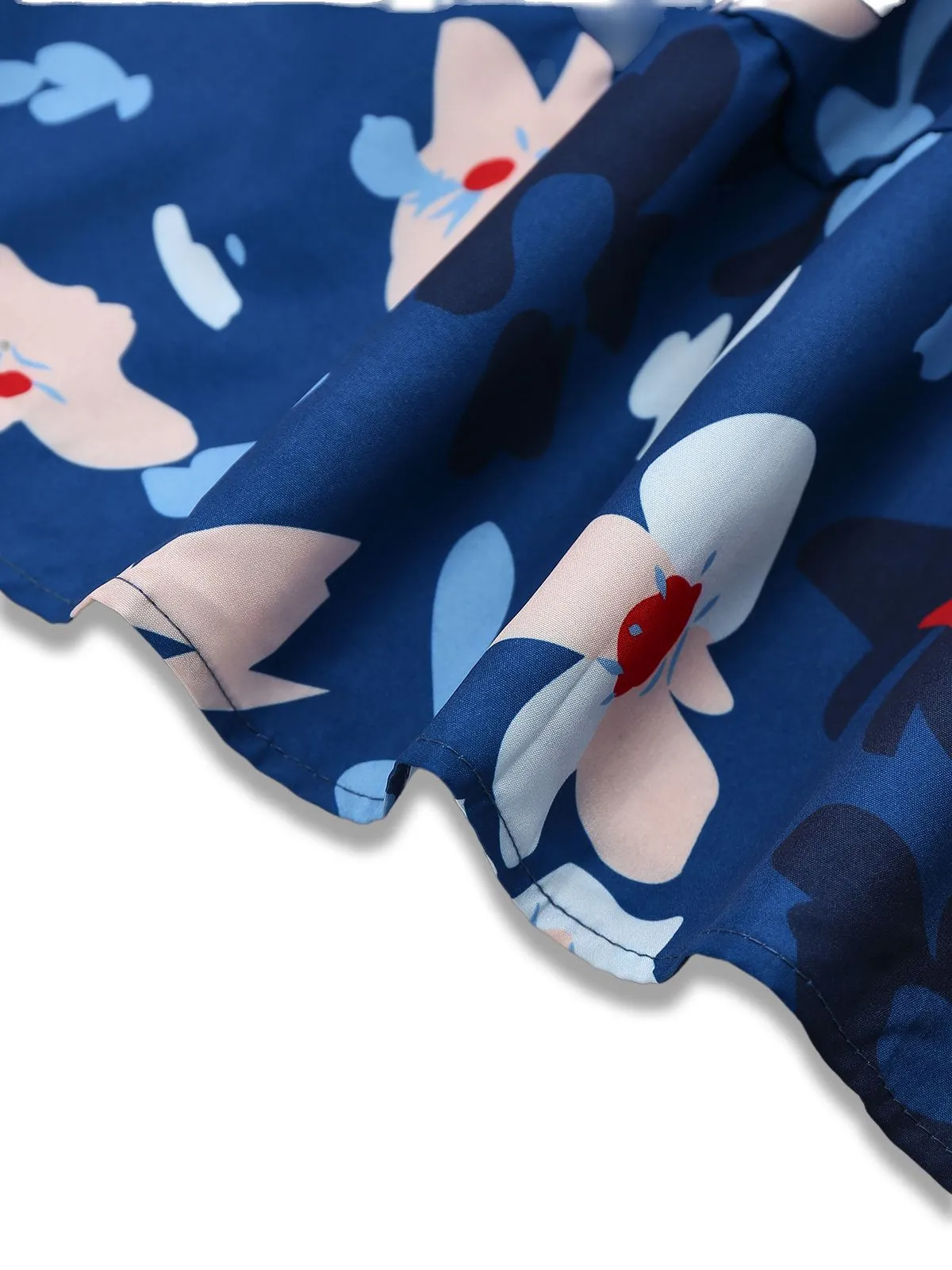 Blue 1940s Floral Puff Sleeves Off-Shoulder Dress sold by Retro Stage product image thumbnail 5