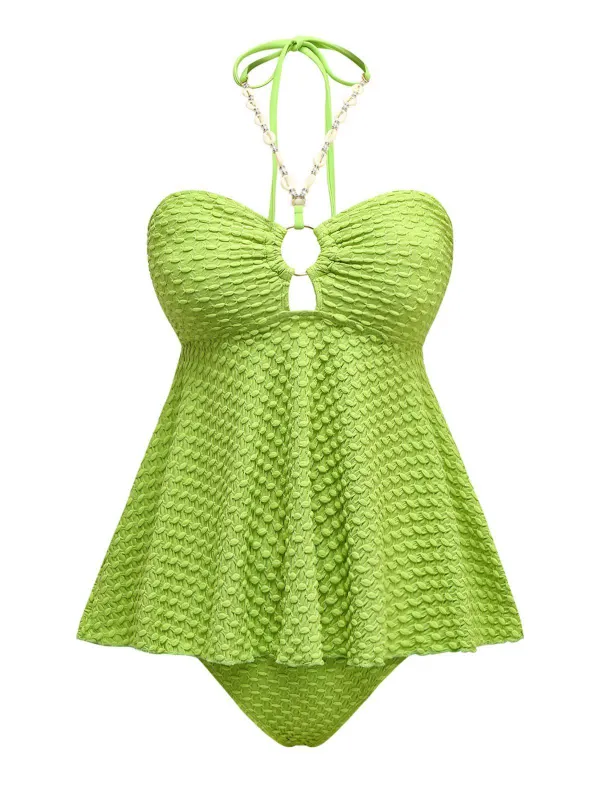 1940s Seashell Chain Lace-Up Halter Swimsuit sold by Retro Stage