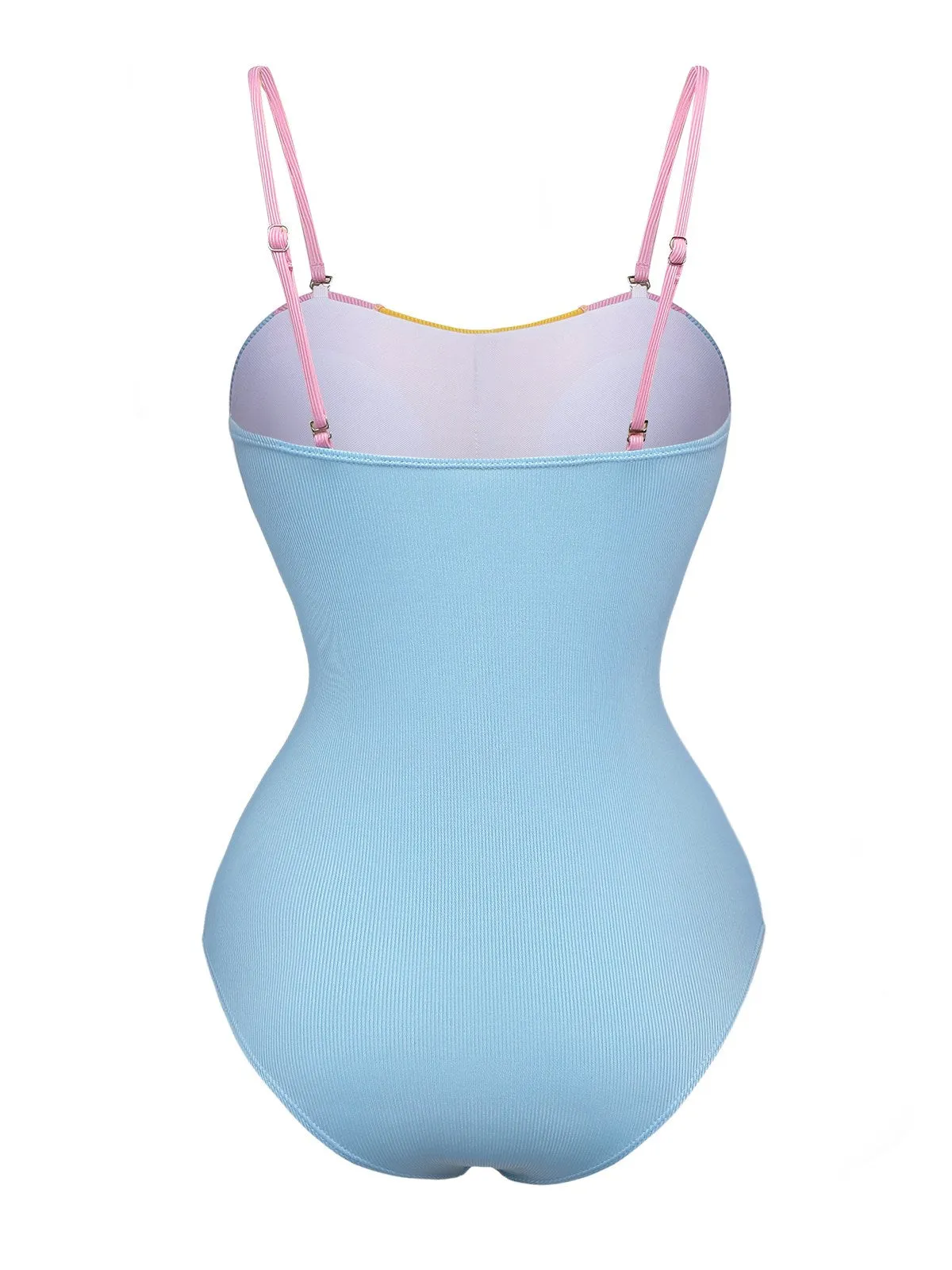 Blue 1930s Contrast Spaghetti Straps One-Piece Swimsuit sold by Retro Stage product image thumbnail 2