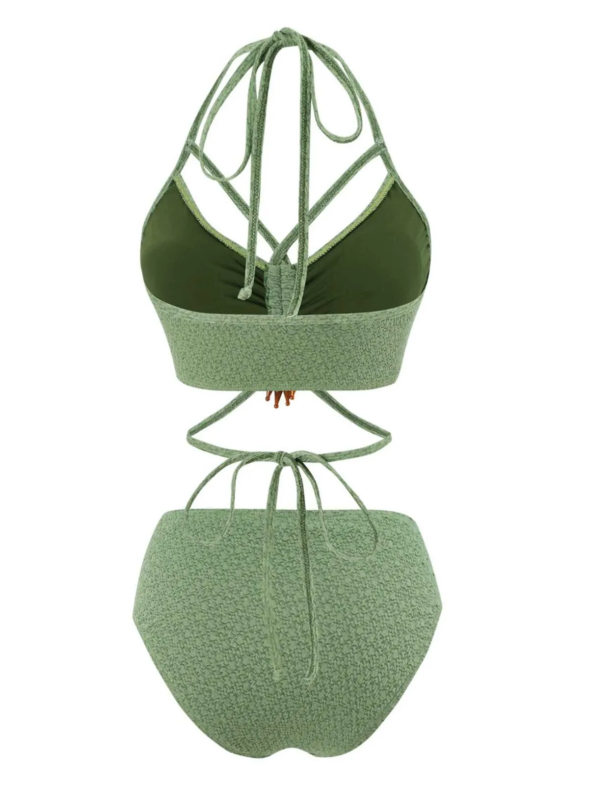 Green 1970s Halter Boho Beaded Bikini Set sold by Retro Stage product image thumbnail 2