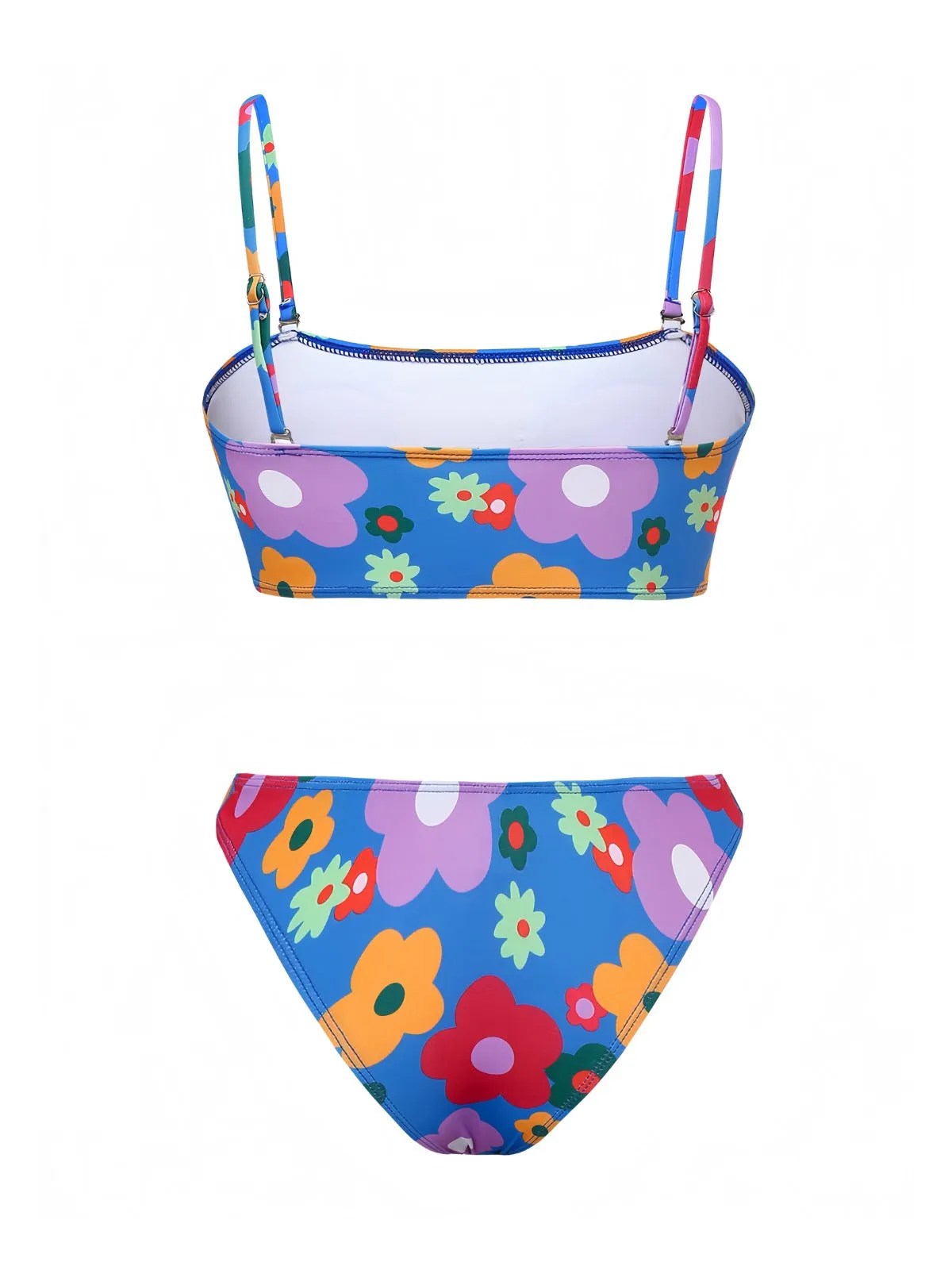 Blue 1960s Cartoon Floral Spaghetti Straps Swimsuit sold by Retro Stage product image thumbnail 2