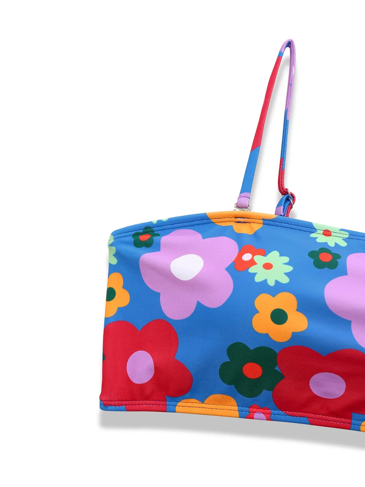 Blue 1960s Cartoon Floral Spaghetti Straps Swimsuit sold by Retro Stage product image thumbnail 3