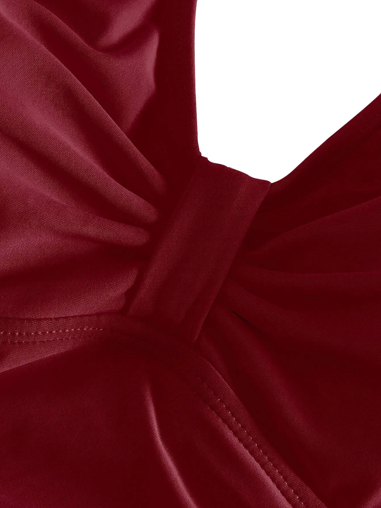 1950s Solid V-Neck Ruched Halter One-Piece Swimsuit sold by Retro Stage product image thumbnail 3