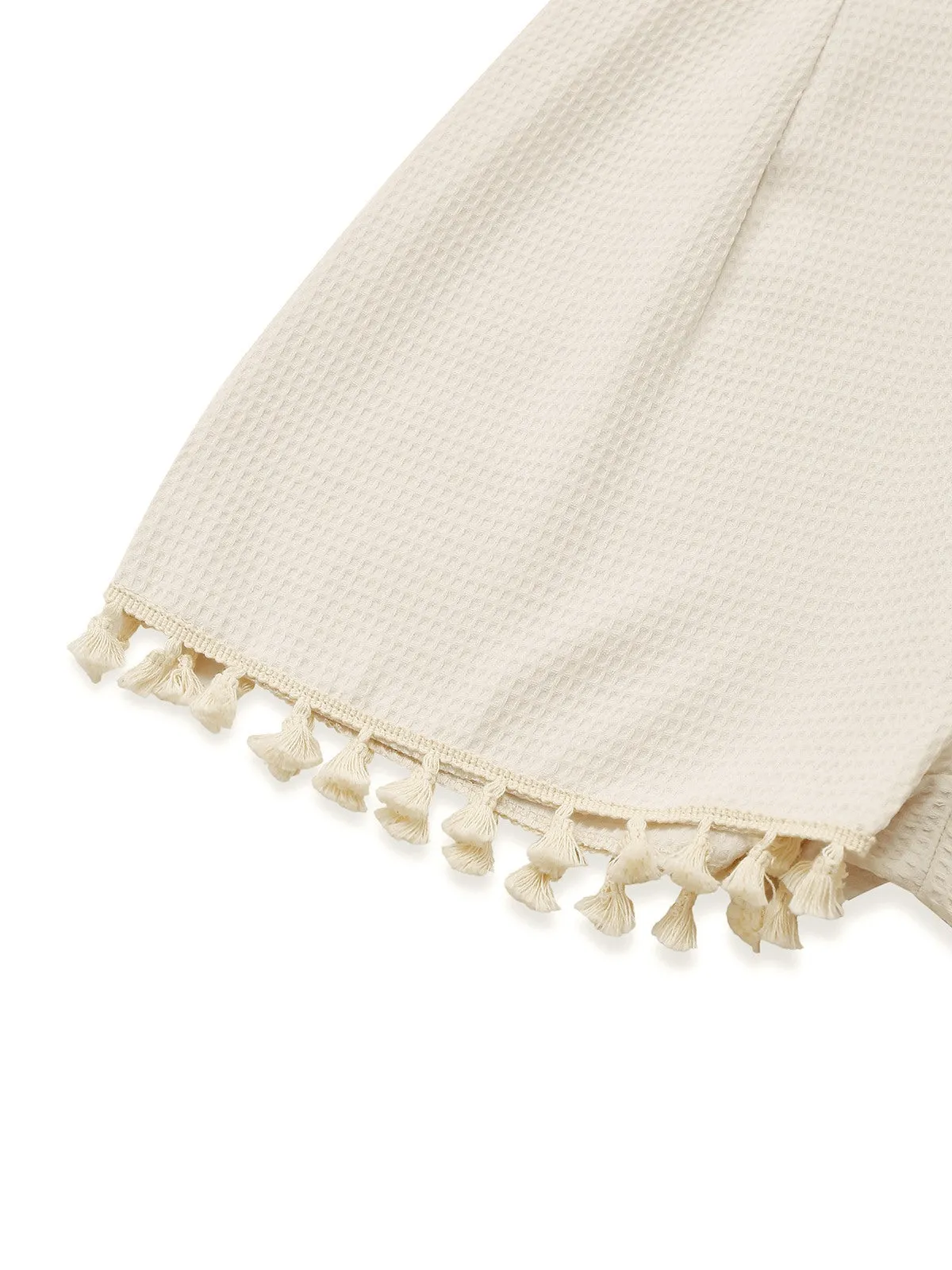 Beige 1950s Solid Spaghetti Straps Smocked Romper sold by Retro Stage product image thumbnail 3