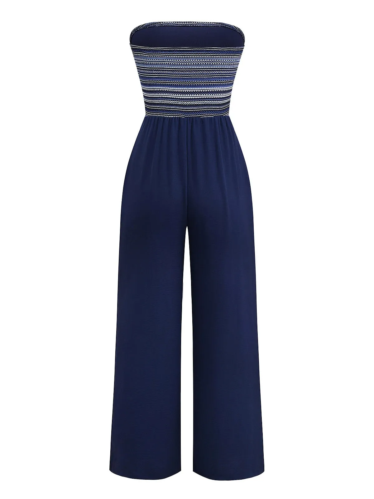 Deep Blue 1950s Stripes Bandeau Jumpsuit sold by Retro Stage product image thumbnail 2