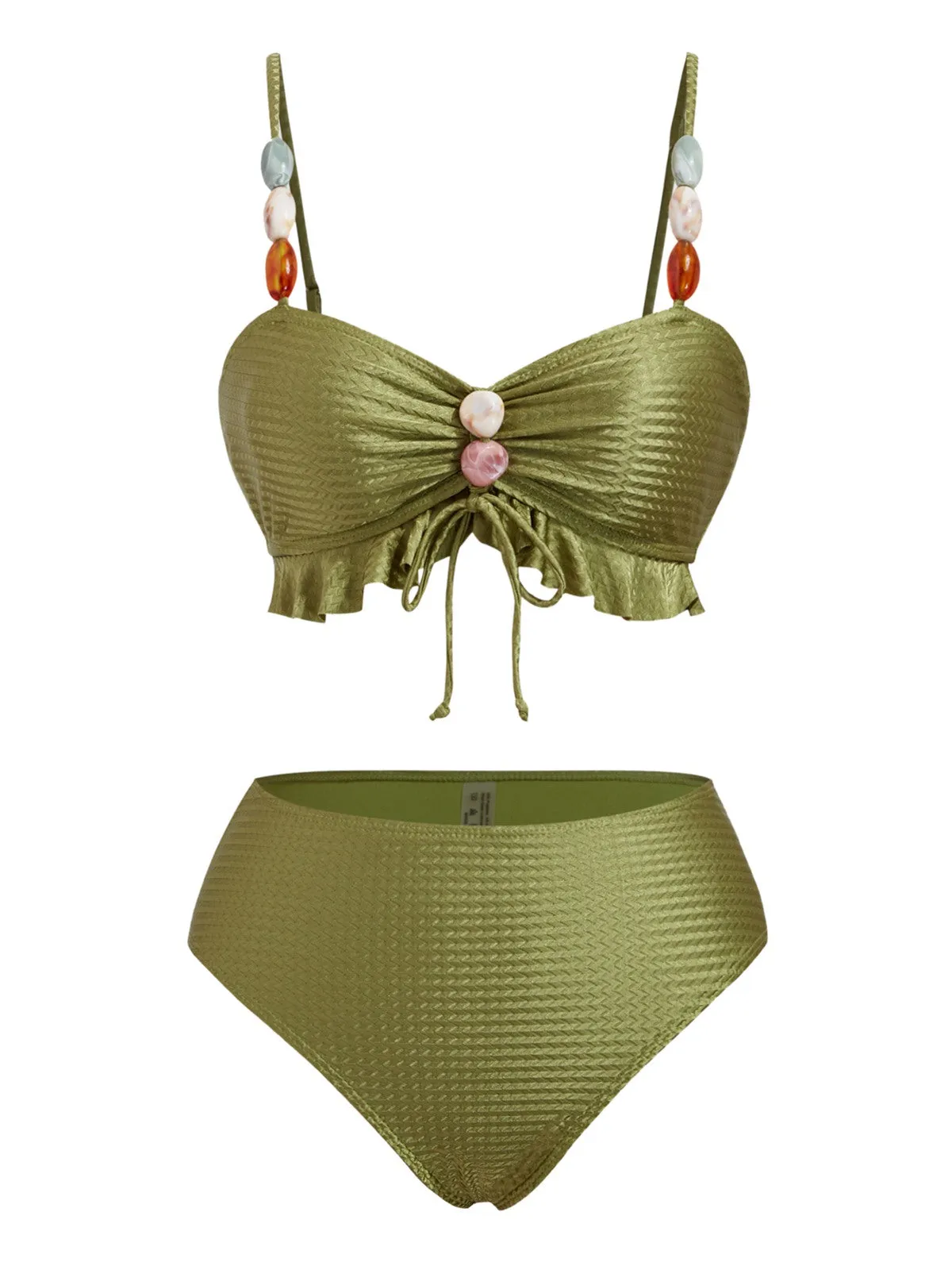 1950s Textured Fabric Colored Stones Bikini Set sold by Retro Stage product image thumbnail 4
