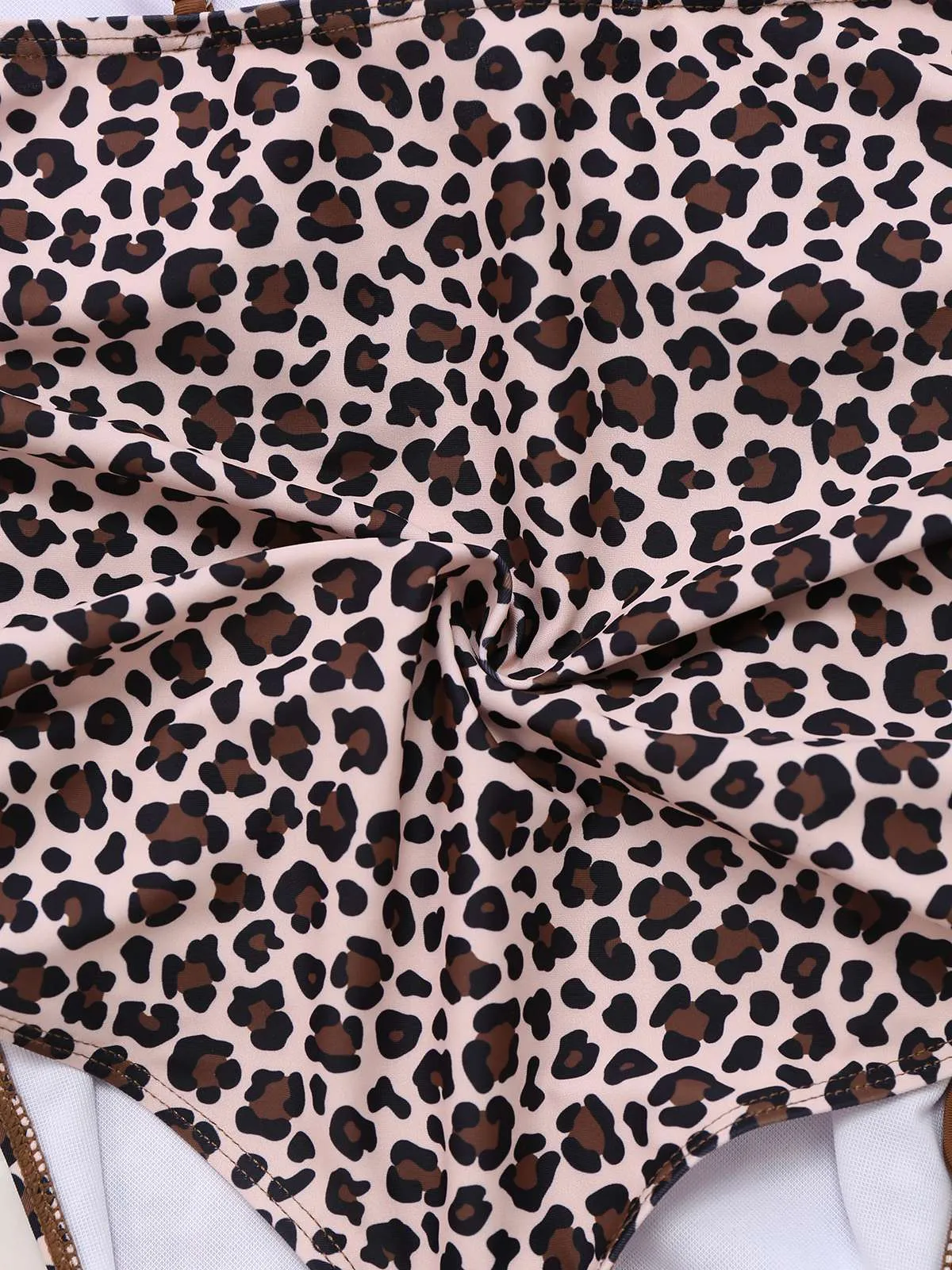 Brown 1940s Leopard Hollow Drawstring Swimsuit sold by Retro Stage product image thumbnail 3