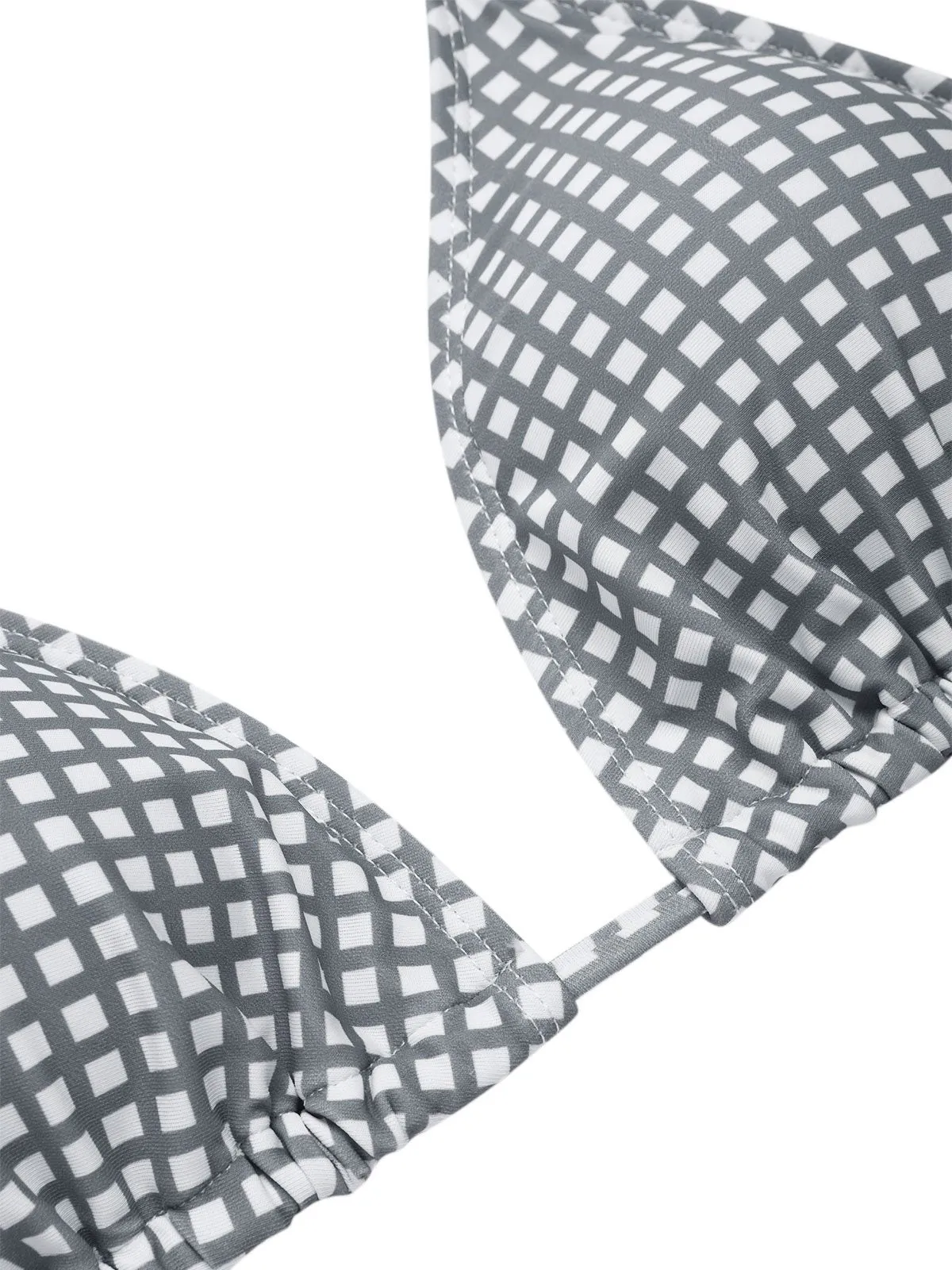 Gray & White 1940s Gingham Plaid Bow Halter Swimsuit sold by Retro Stage product image thumbnail 5