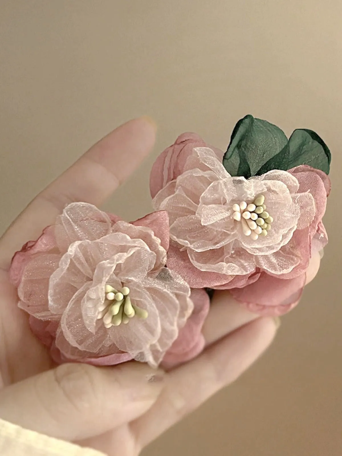 Pink Vintage 3D-Floral Earrings sold by Retro Stage product image thumbnail 3