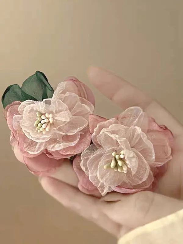 Pink Vintage 3D-Floral Earrings sold by Retro Stage