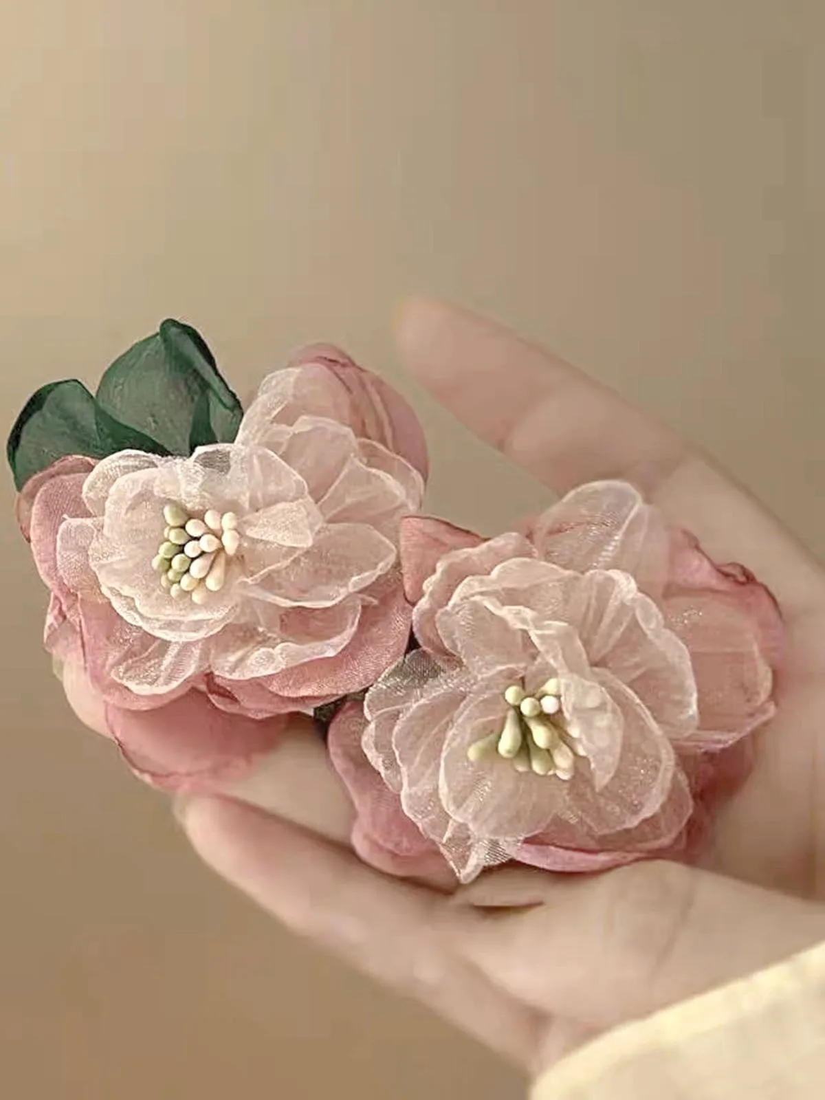 Pink Vintage 3D-Floral Earrings sold by Retro Stage