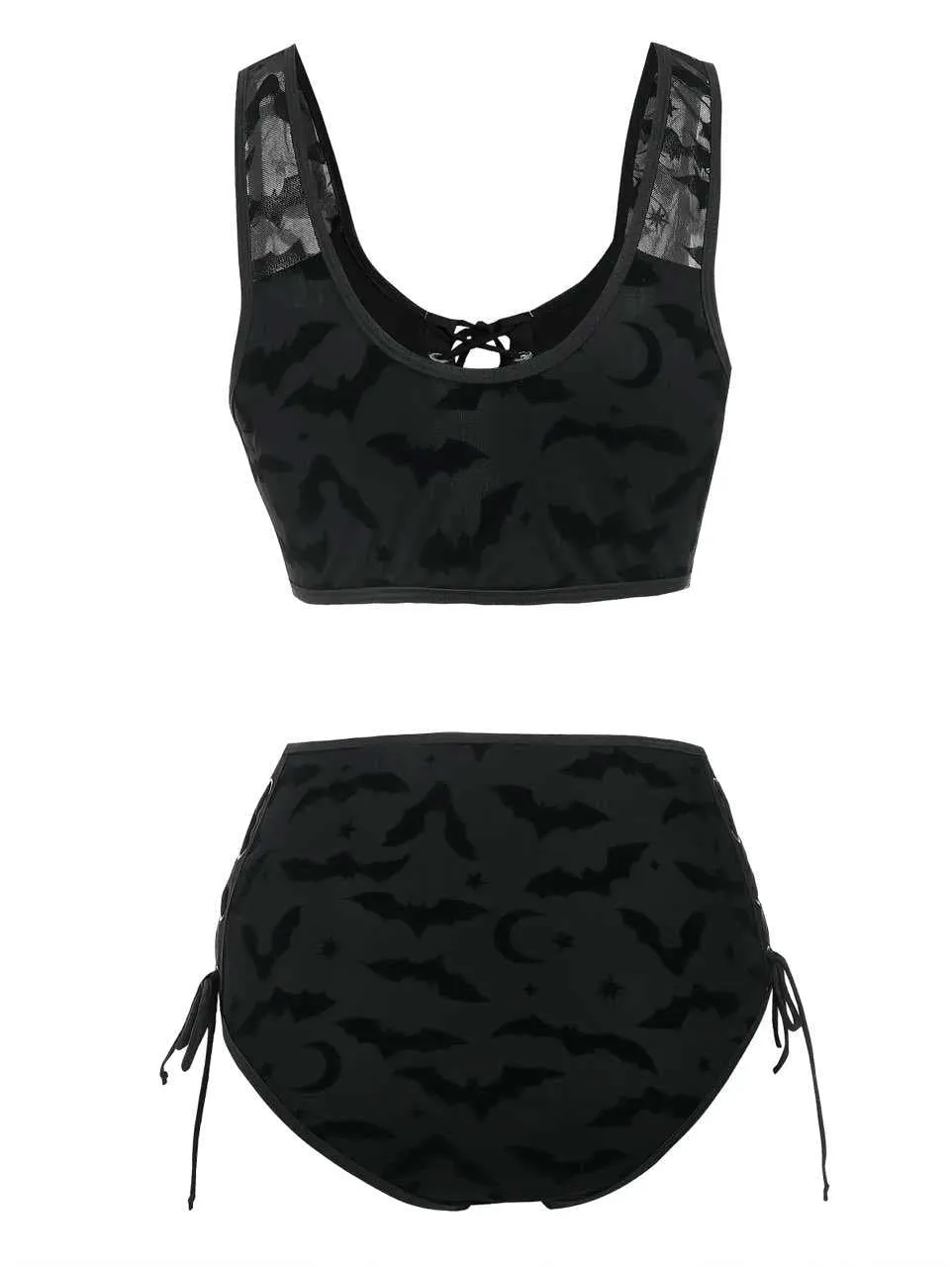 Black 1980s Strap Bat Mesh Gothic Bikini Set sold by Retro Stage product image thumbnail 3