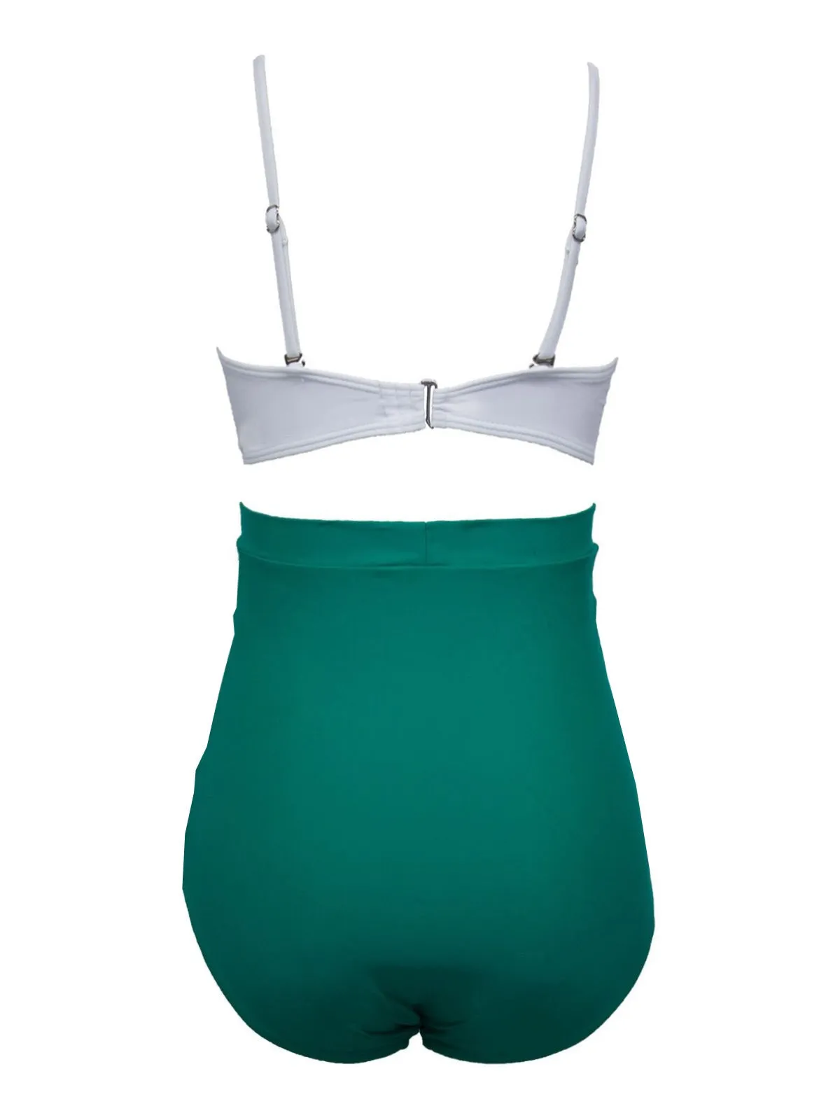 White & Green 1950s High-Waist Ruched Bikini Set sold by Retro Stage product image thumbnail 3