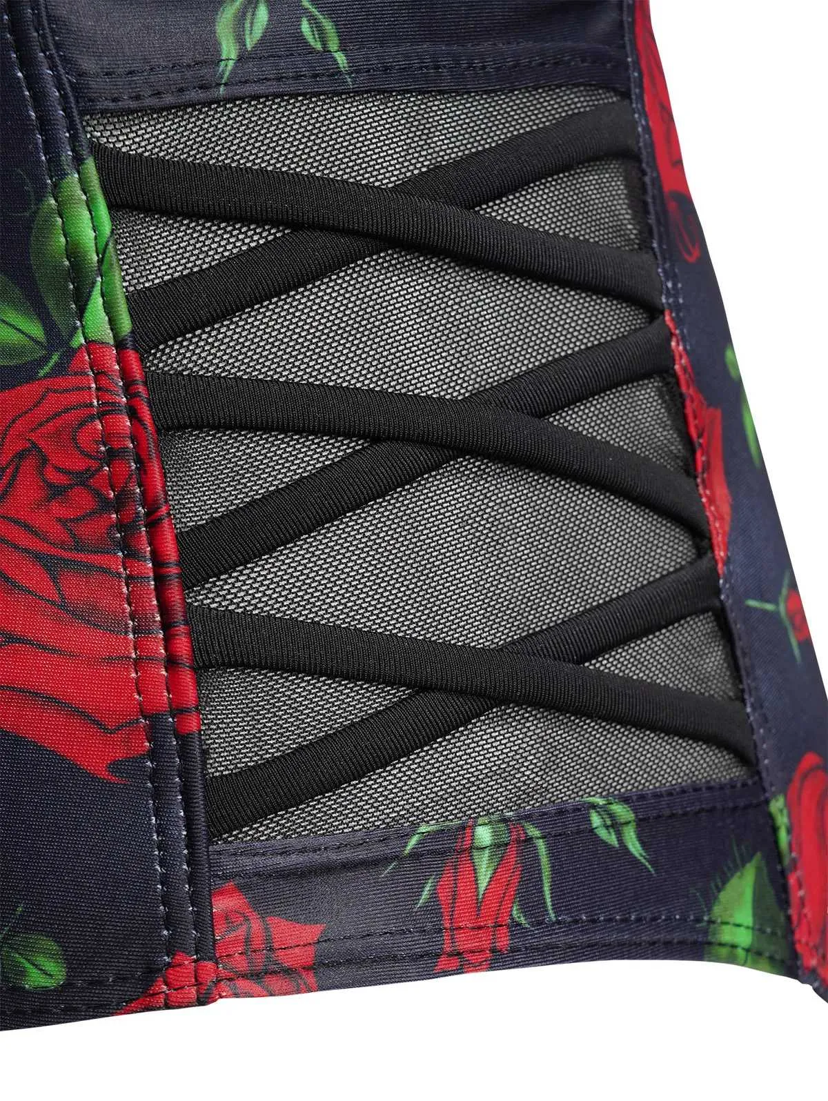 Black 1980s Strap Roses Gothic Bikini Set sold by Retro Stage product image thumbnail 3