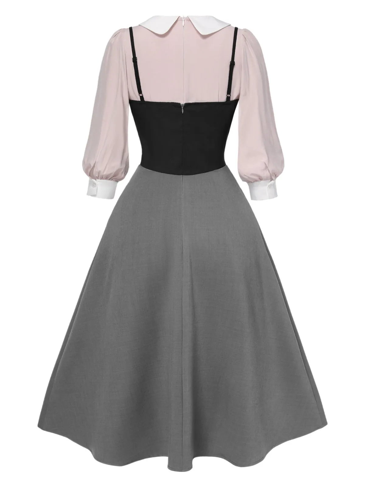 2PCS 1940s Colorblock Pink Blouse & Gray Dress sold by Retro Stage product image thumbnail 5