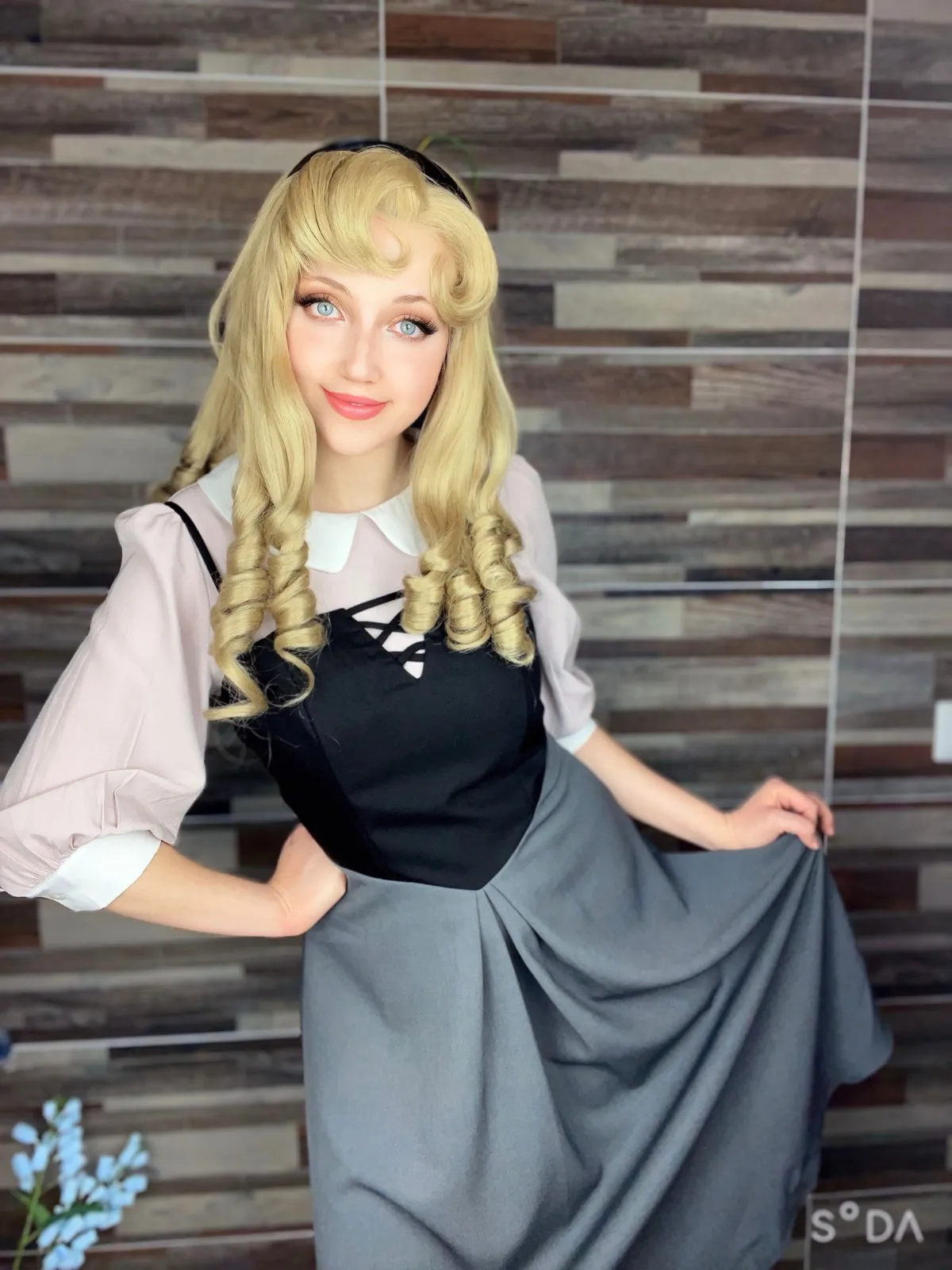 2PCS 1940s Colorblock Pink Blouse & Gray Dress sold by Retro Stage