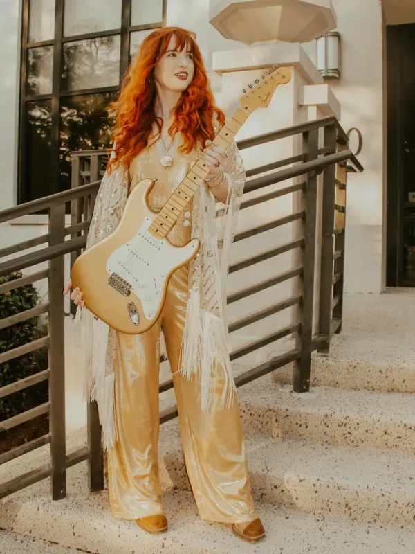 Gold 1970s Solid V-Neck Halter Jumpsuit sold by Retro Stage