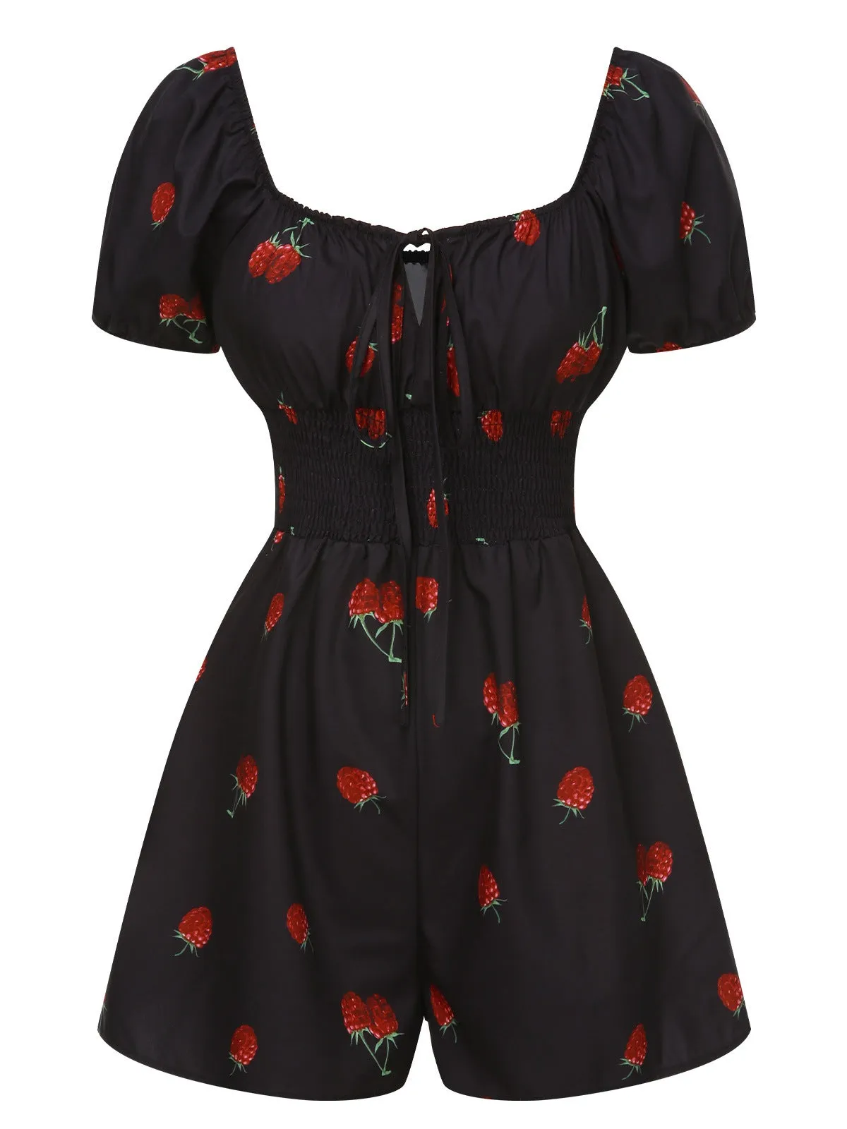 Black 1950s Raspberry Puff Sleeves Romper sold by Retro Stage product image thumbnail 3