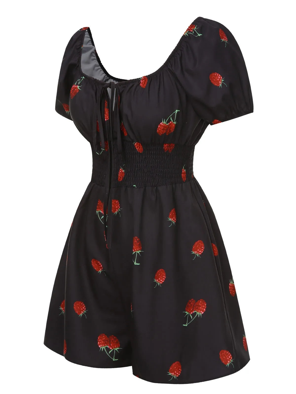 Black 1950s Raspberry Puff Sleeves Romper sold by Retro Stage product image thumbnail 4