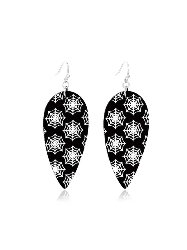 Black Halloween Spiderweb Teardrop Earrings sold by Retro Stage