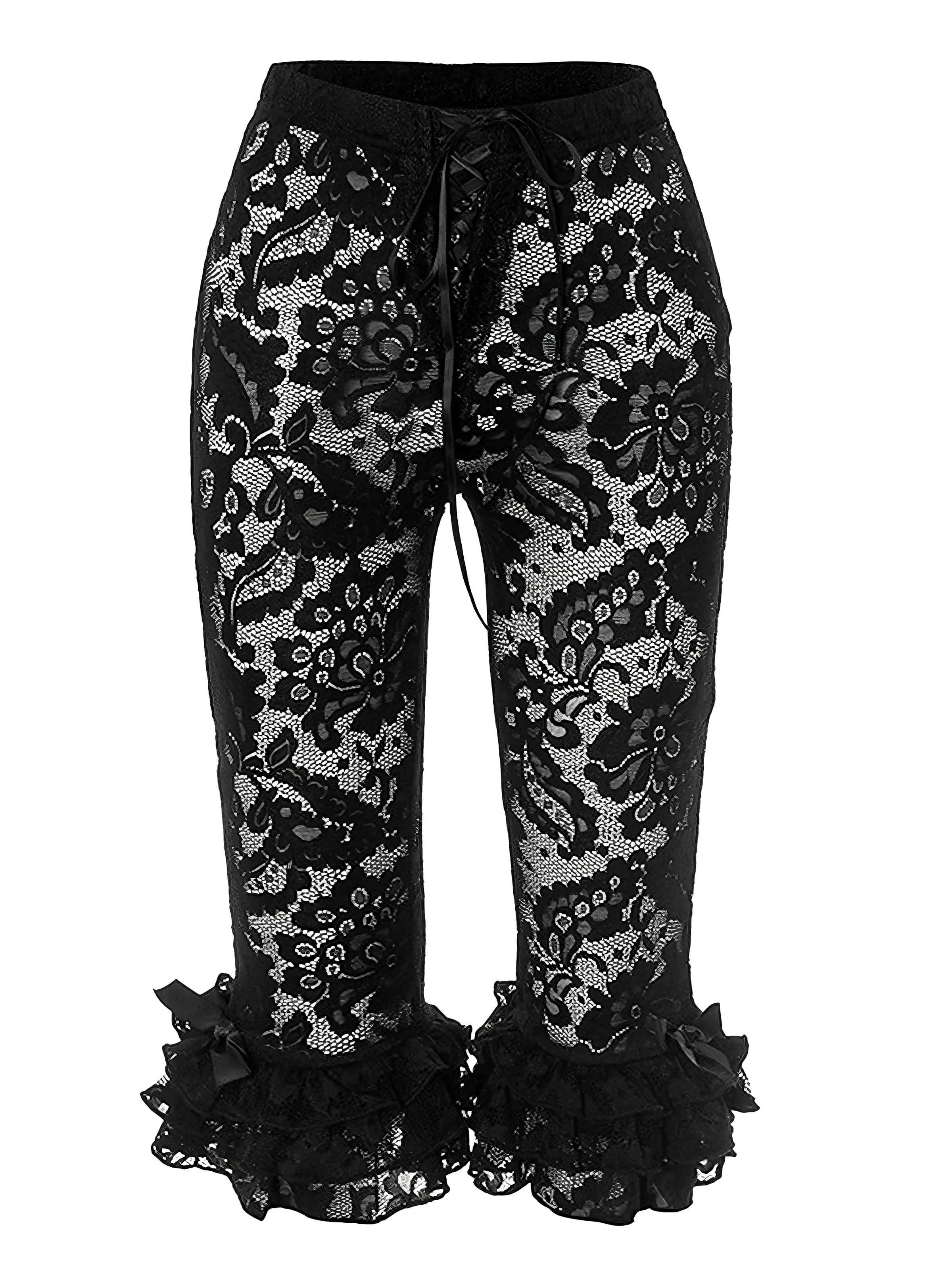 1950s Retro Lace Ruffles Capri Pants sold by Retro Stage