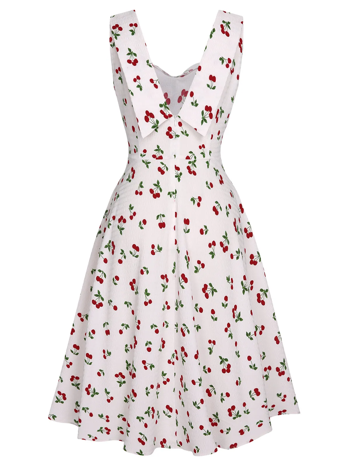 White 1950s Cherry Bow Sweetheart Neck Dress sold by Retro Stage product image thumbnail 5
