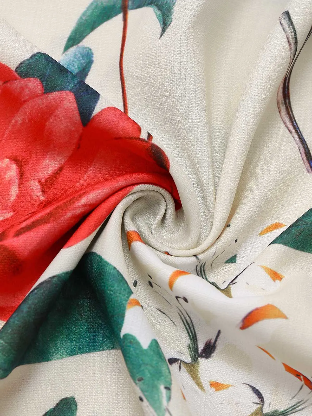 1940s V-Neck Floral Ruched Sleeveless Dress sold by Retro Stage product image thumbnail 4