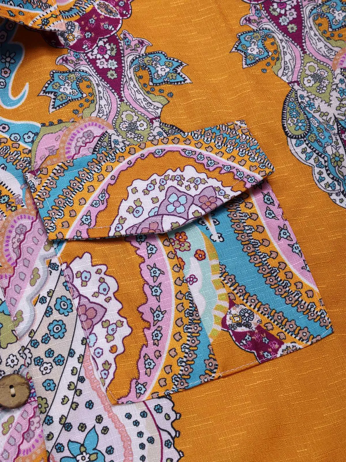 1970s Shirt Neck Paisley Print Belted Romper sold by Retro Stage product image thumbnail 3