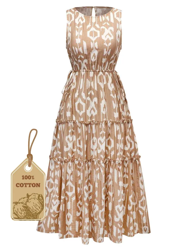 1970s Pure Cotton Round Neck Boho Midi Dress sold by Retro Stage