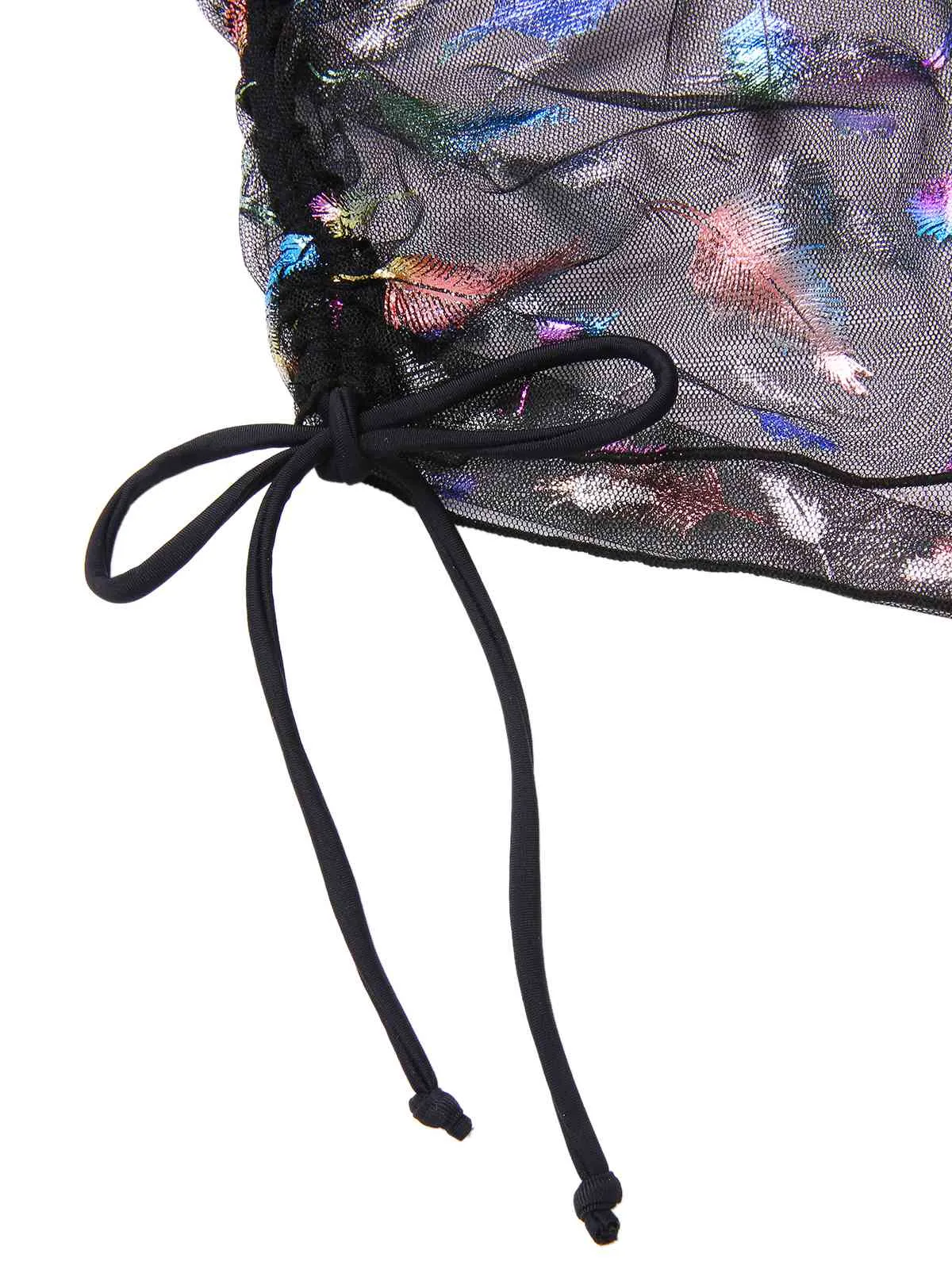 2PCS Black 1940s Lace-Up Feather Print Bikini Set & Cover-Up sold by Retro Stage product image thumbnail 3