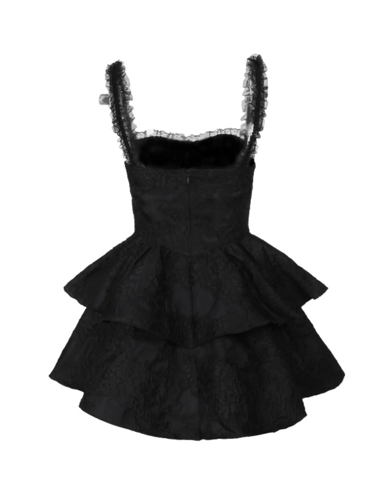 Black 1950s Square Neck Lace Print Cross Bubble Dress sold by Retro Stage product image thumbnail 2